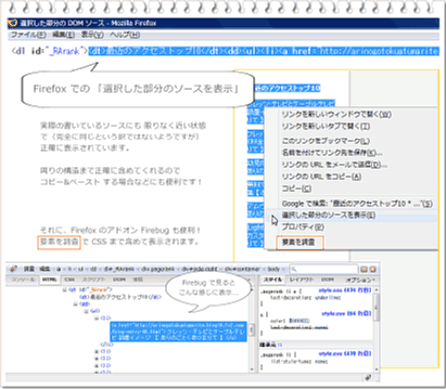 Firefox 選択した部分のソースを表示