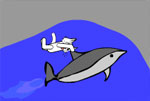 イルカに乗って息継ぎしながらゴールを目指す猫のゲーム★Cat on a Dolphin